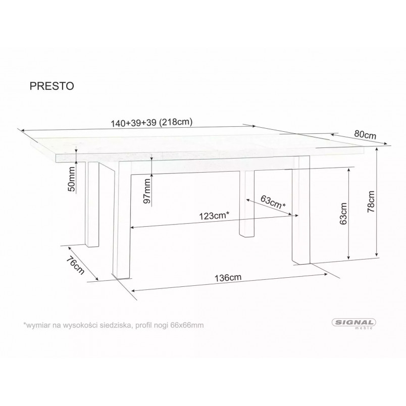 Stół rozkładany Signal Presto 140-218x80cm - Kupi online!