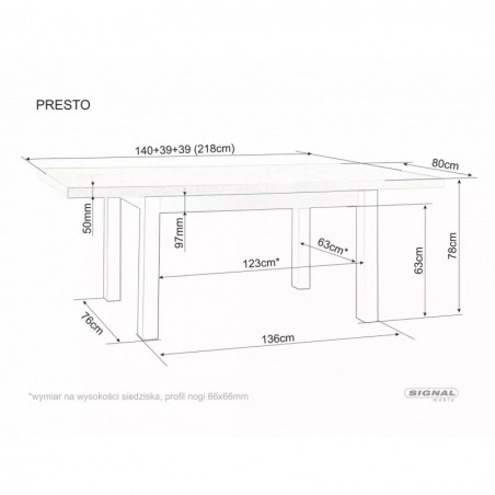 Stół rozkładany Signal Presto 140-218x80cm - Kupi online!