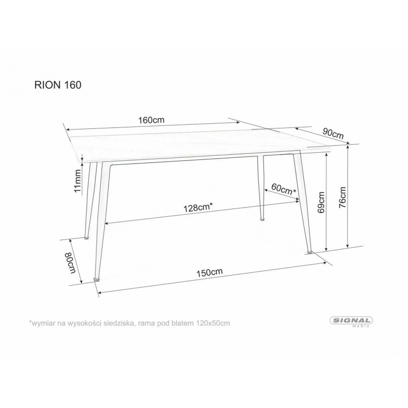 Stół ceramiczny Rion 160x70 szary Signal | Nowoczesny design
