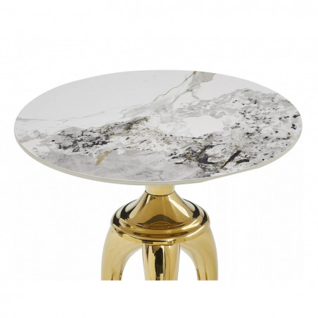 Stolik boczny glamour Snake - biały marmur / złoto | Signal