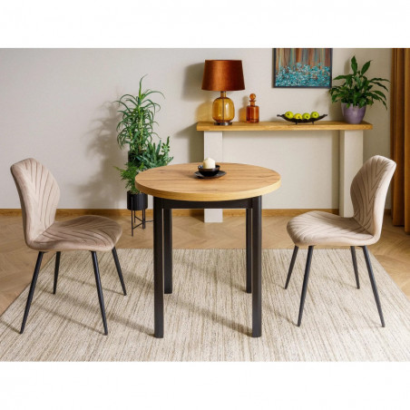 Stół okrągły Adam 80cm Signal - Dąb Artisan / Czarny Mat