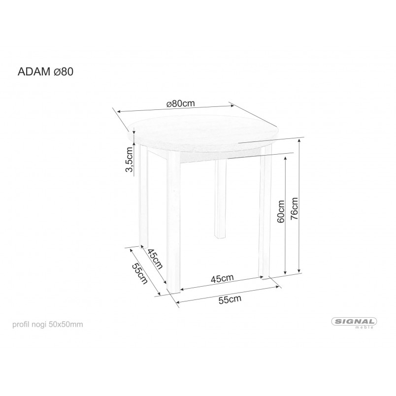 Stół okrągły Adam 80cm Signal - Dąb Artisan / Czarny Mat