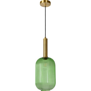Lampa Wisząca Szklana Retro Lucide Maloto | Zielony Mosiądz
