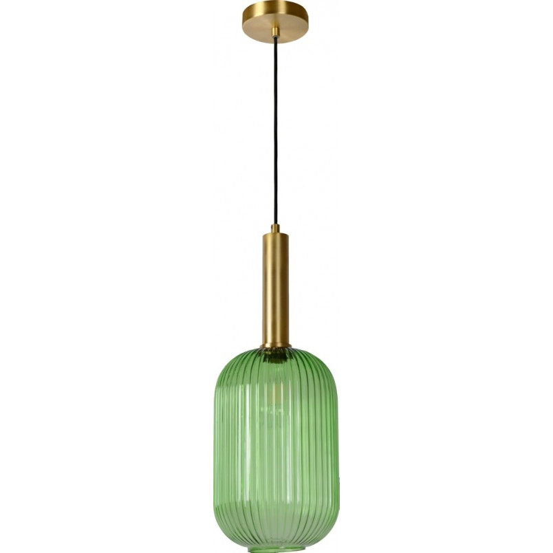 Lampa Wisząca Szklana Retro Lucide Maloto | Zielony Mosiądz