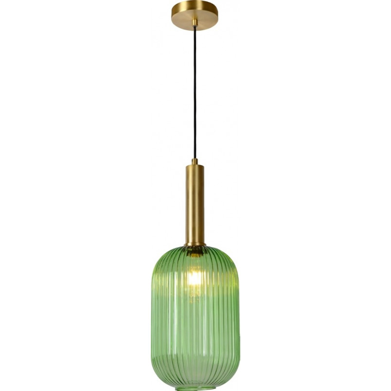 Lampa Wisząca Szklana Retro Lucide Maloto | Zielony Mosiądz