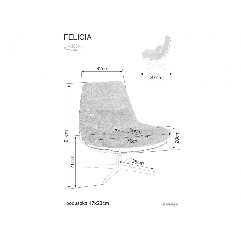 Fotel obrotowy Felicia szary Signal - Komfort i styl