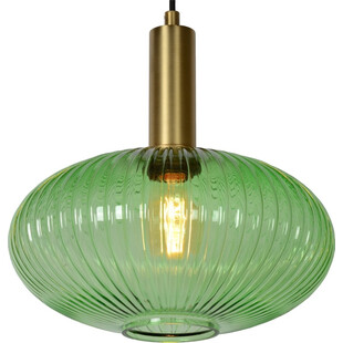 Lampa wisząca retro Lucide Maloto - Szklana, zielona, mosiądz