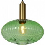Lampa wisząca retro Lucide Maloto - Szklana, zielona, mosiądz