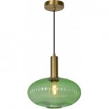 Lampa wisząca retro Lucide Maloto - Szklana, zielona, mosiądz