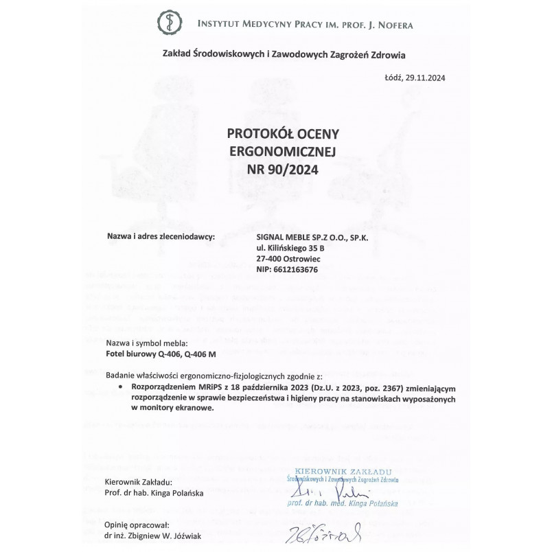 Fotel biurowy Signal Q-406 M - Ergonomiczny, Czarny