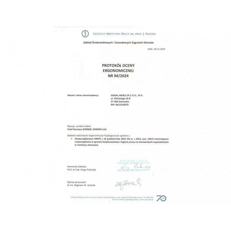 Fotel biurowy Winner Lux Signal | Ergonomiczny, Regulowany