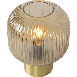 Lampa stołowa Lucide Maloto - Bursztynowe szkło, styl retro