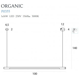 Lampa wisząca LED Organic 100cm chrom MaxLight | Minimalizm