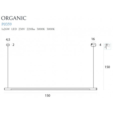 Lampa wisząca Organic LED 150cm chrom MaxLight | Sklep z Lampami