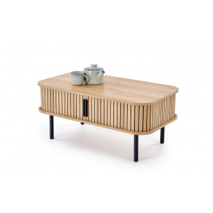 Stolik Angelina Halmar: Schowek, 90x50cm - Naturalny/Czarny