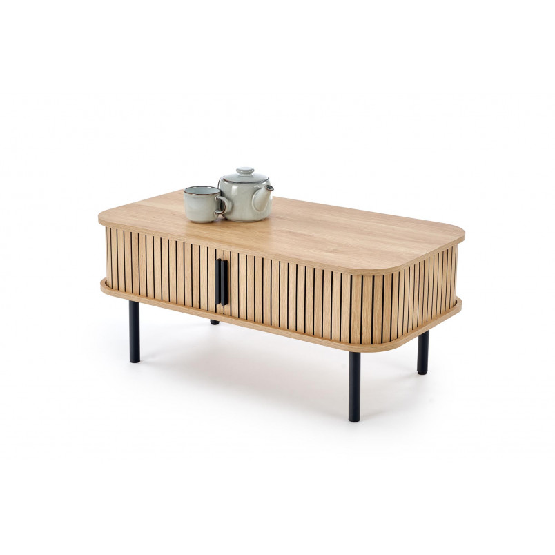 Stolik Angelina Halmar: Schowek, 90x50cm - Naturalny/Czarny