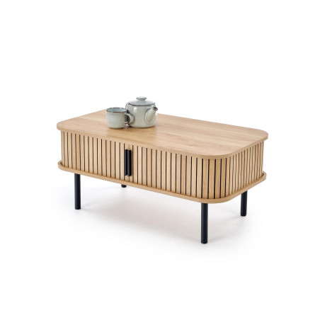 Stolik Angelina Halmar: Schowek, 90x50cm - Naturalny/Czarny