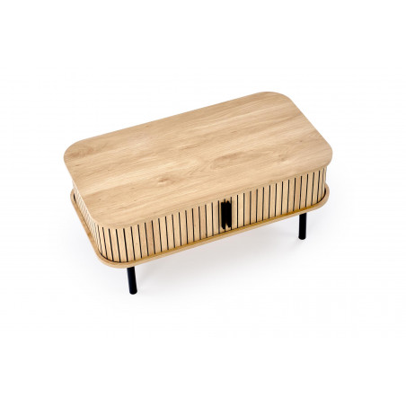 Stolik Angelina Halmar: Schowek, 90x50cm - Naturalny/Czarny