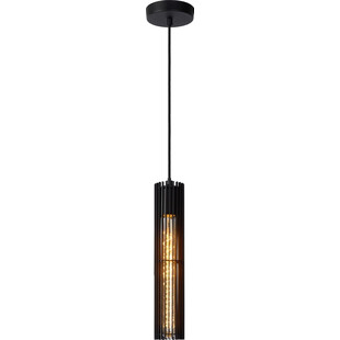 Lampa wisząca Lionel czarna | Lucide - Loftowa tuba E27