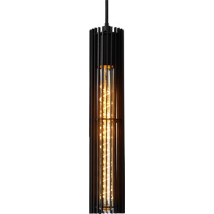 Lampa wisząca Lionel czarna | Lucide - Loftowa tuba E27
