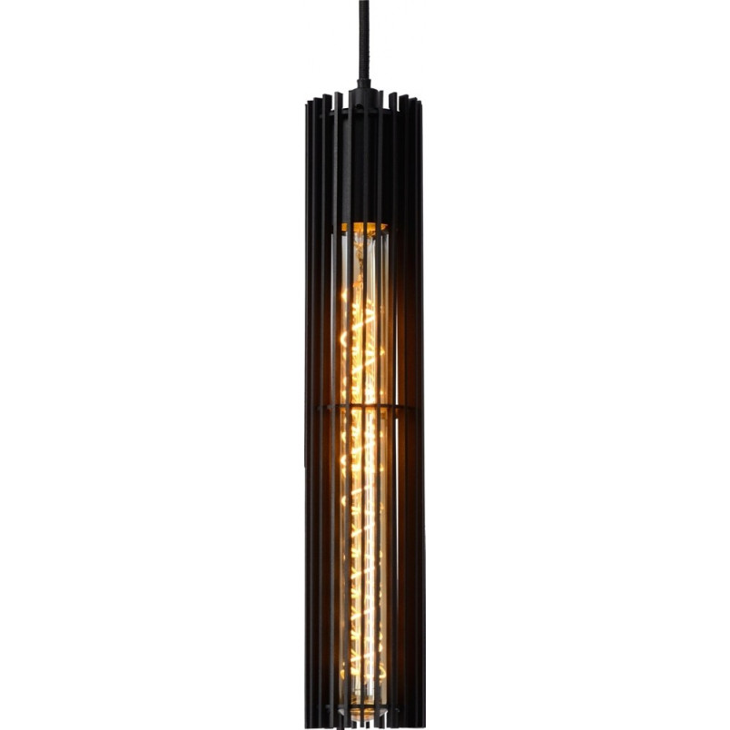 Lampa wisząca Lionel czarna | Lucide - Loftowa tuba E27