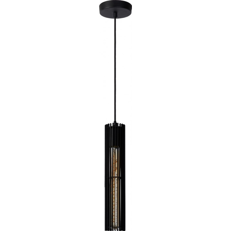 Lampa wisząca Lionel czarna | Lucide - Loftowa tuba E27