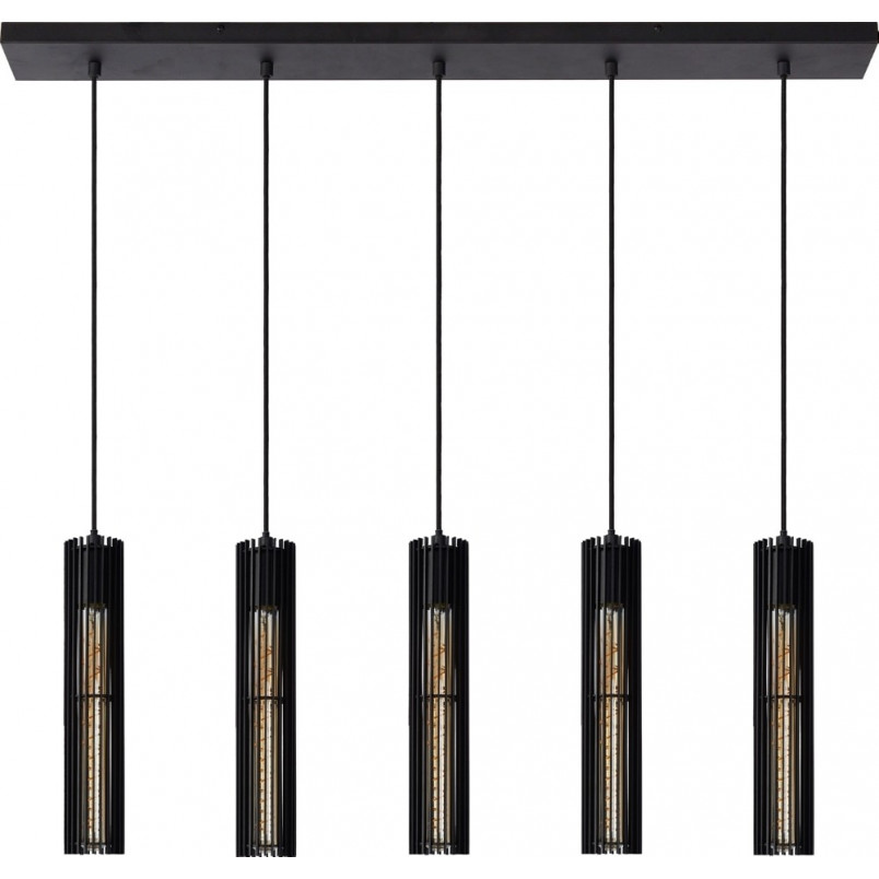Lampa wisząca czarna Lionel | Lucide - Loftowa lampa E27