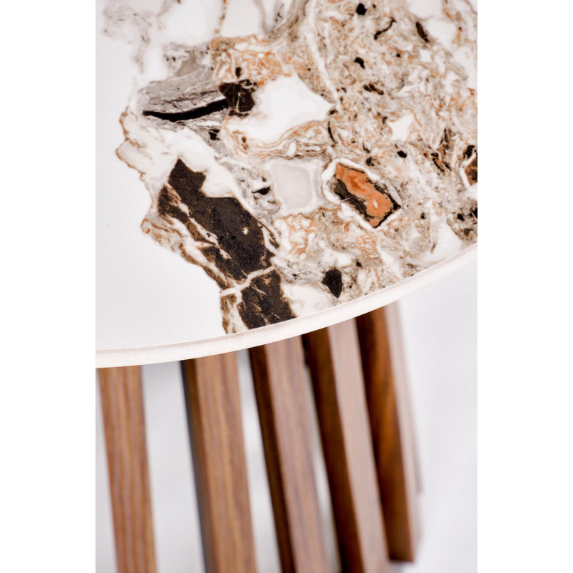 Stolik boczny Carina Halmar | Spiek beżowy, podstawa orzech | 50cm