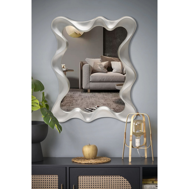 Lustro Futurystyczne Deco Halmar 90x70cm - Srebrny Antyczny