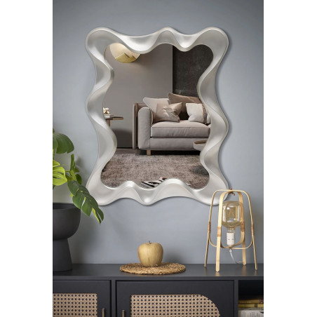 Lustro Futurystyczne Deco Halmar 90x70cm - Srebrny Antyczny