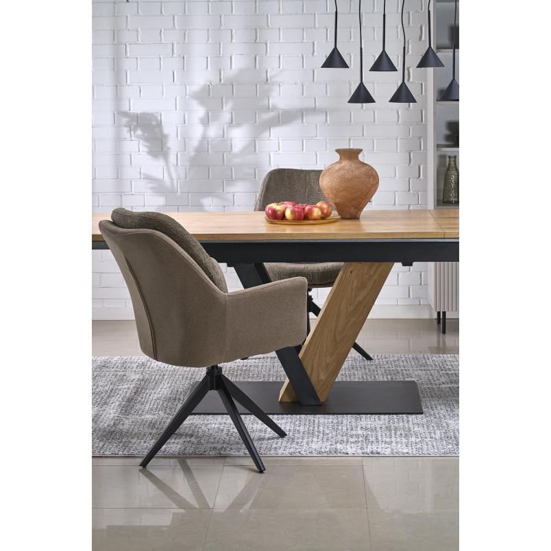 Stół rozkładany Fanis Halmar 160-220x90 | Naturalny/Czarny