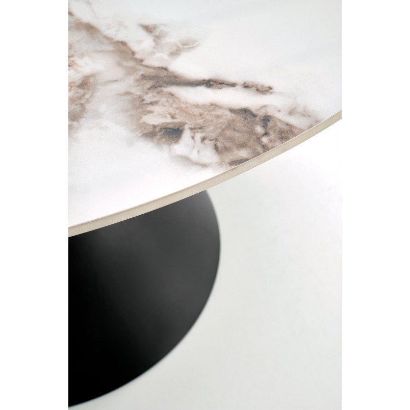 Stół okrągły Garet Halmar | Biały marmur, czarna noga | 120cm
