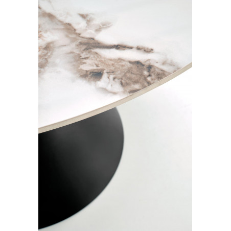 Stół okrągły Garet Halmar | Biały marmur, czarna noga | 120cm