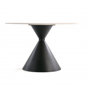 Stół okrągły Garet Halmar | Biały marmur, czarna noga | 120cm
