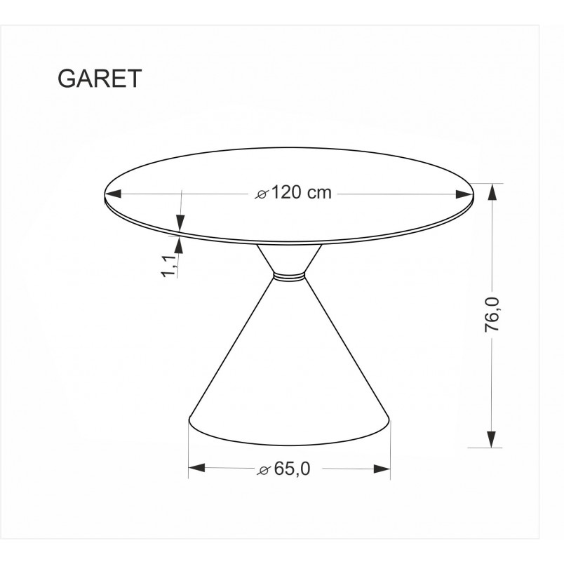 Stół okrągły Garet Halmar | Biały marmur, czarna noga | 120cm