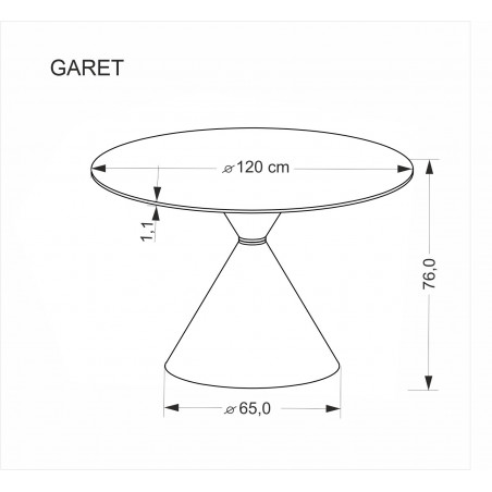 Stół okrągły Garet Halmar | Biały marmur, czarna noga | 120cm