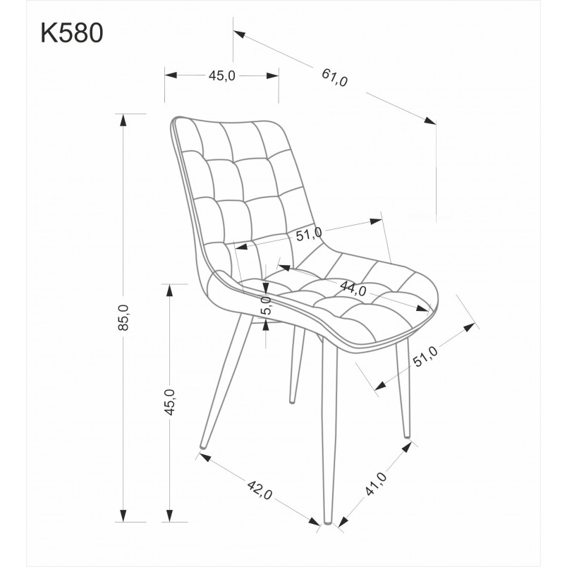 Krzesło welurowe pikowane K580 beżowe Halmar - Komfort i styl