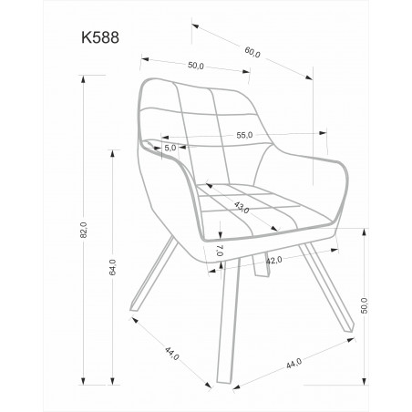 Krzesło welurowe K588 Halmar - Szare, Obrotowe | Komfort i Styl