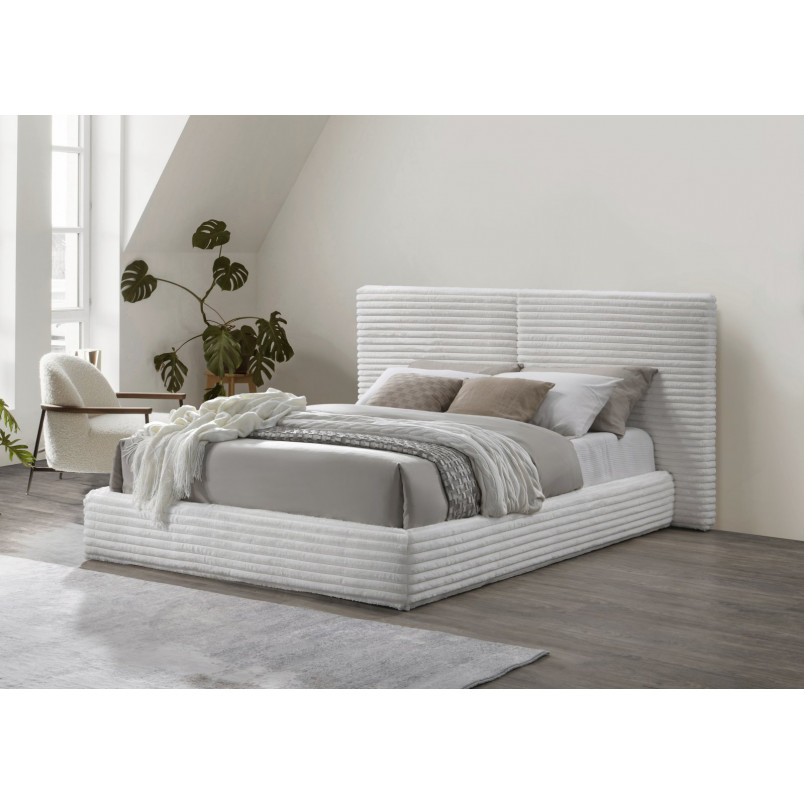 Łóżko tapicerowane Madera 160x200 kremowe Halmar | Komfortowy Sen