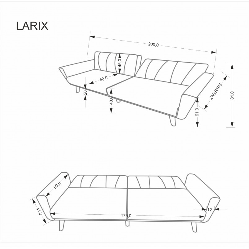 Sofa rozkładana Larix 200cm Halmar - Komfort i styl
