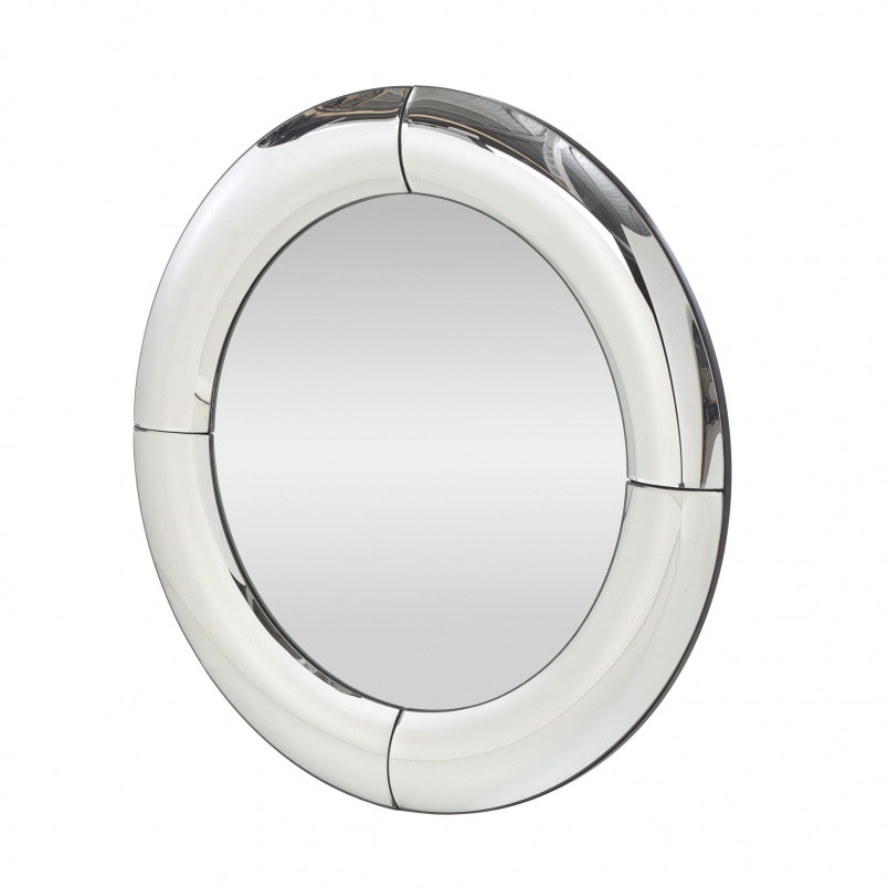 Lustro Okrągłe Glamour Moon 80cm - Halmar | Srebrna Rama