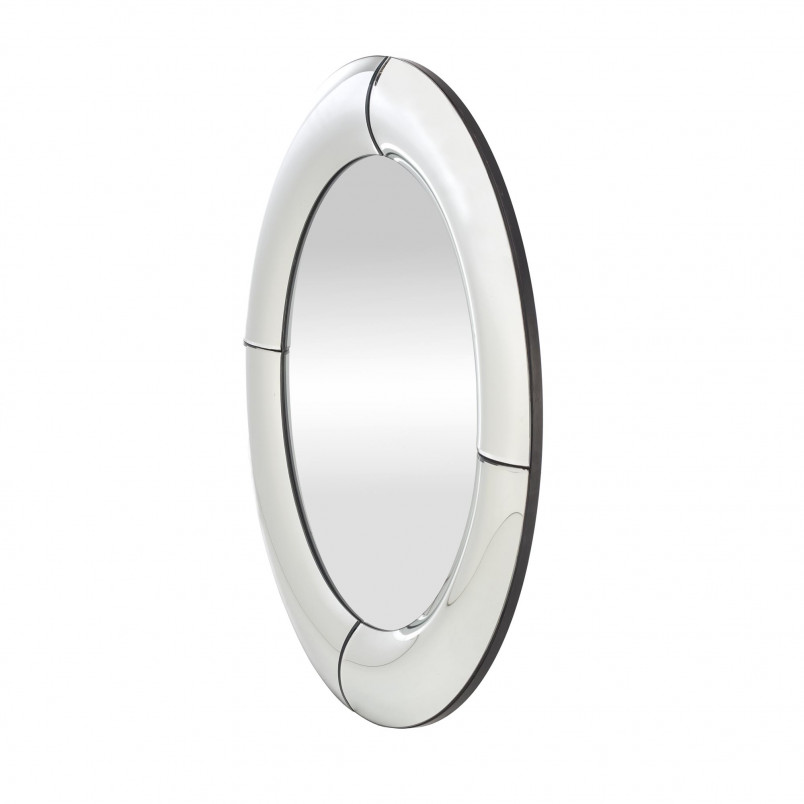 Lustro Okrągłe Glamour Moon 80cm - Halmar | Srebrna Rama