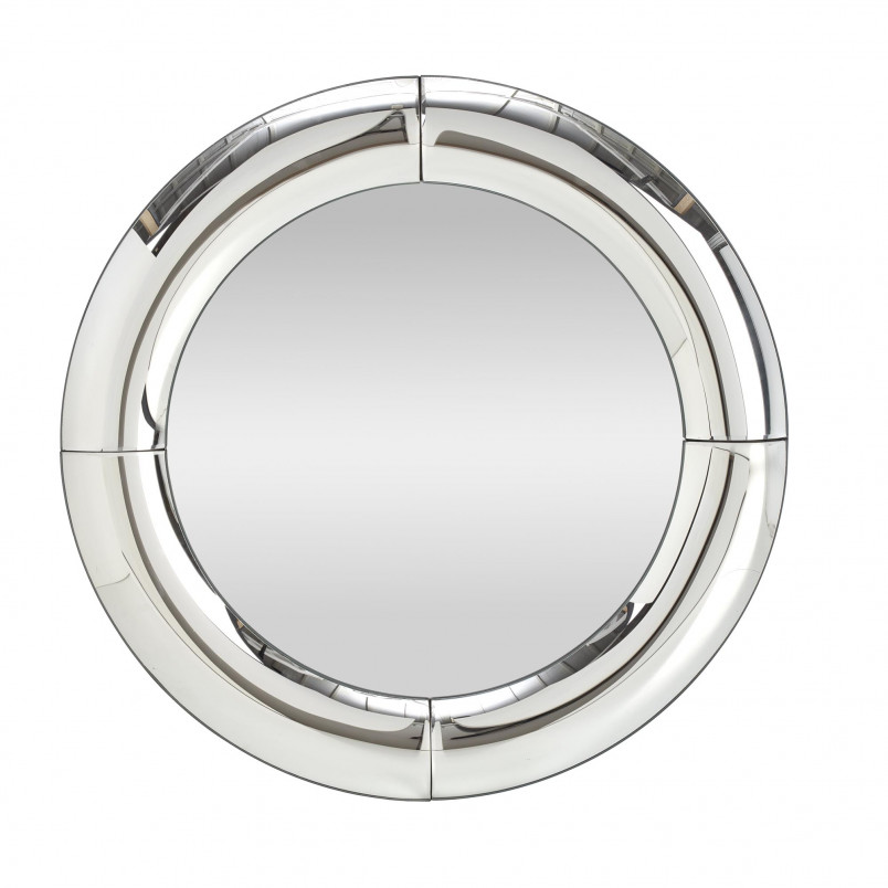 Lustro Okrągłe Glamour Moon 80cm - Halmar | Srebrna Rama