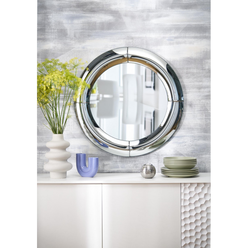 Lustro Okrągłe Glamour Moon 80cm - Halmar | Srebrna Rama