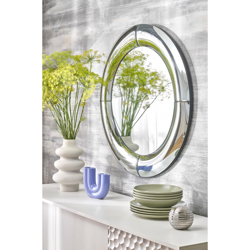 Lustro Okrągłe Glamour Moon 80cm - Halmar | Srebrna Rama