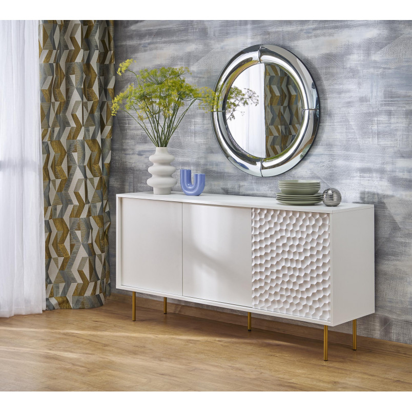Lustro Okrągłe Glamour Moon 80cm - Halmar | Srebrna Rama
