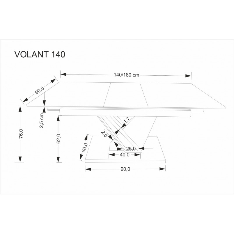 Stół rozkładany Volant Halmar | Nowoczesny design 140-180x90cm