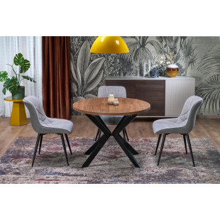 Stół okrągły rozkładany loft Peroni Halmar | 100cm | Orzech/Czarny