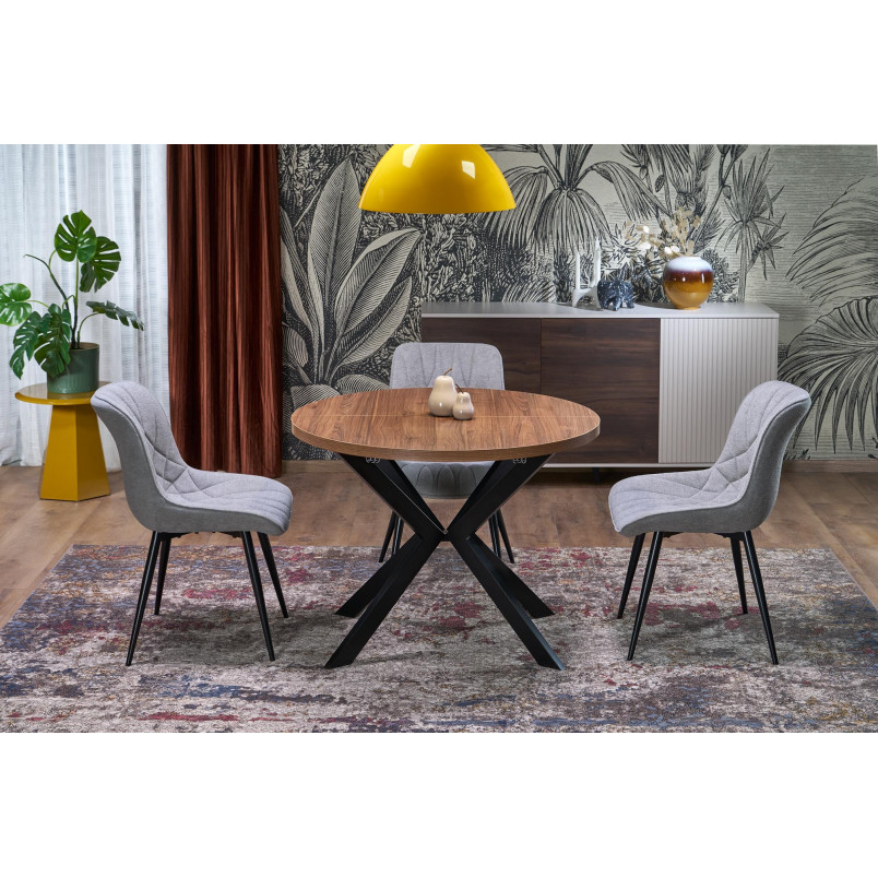 Stół okrągły rozkładany loft Peroni Halmar | 100cm | Orzech/Czarny