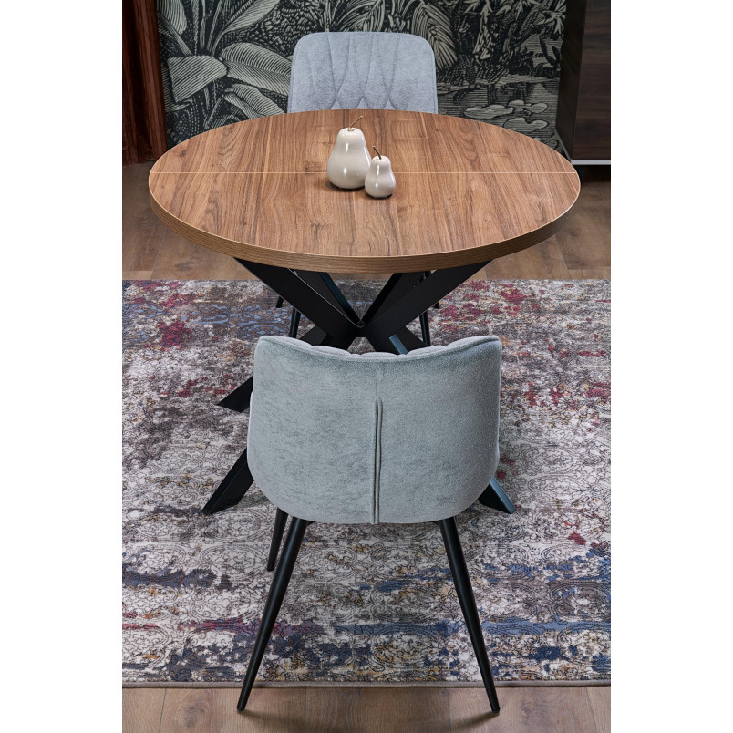 Stół okrągły rozkładany loft Peroni Halmar | 100cm | Orzech/Czarny